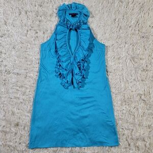 Ralph Lauren Collection Purple Label Turquoise Ruffled Halter Blue Dress Size M